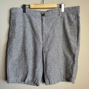 Haggar Men's 40 Lightweight‎ Linen Blend Chino Walking Shorts Gray Golf Preppy